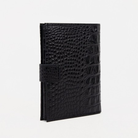 Male purse on the button, a department for car documents and passports, black color-1