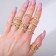 Set of rings 13 pieces of "Assorted" flowers, snake, size mix, color gold