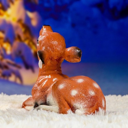 Garden figure "lying deer" from gypsum good souvenirs, 24 cm, medium, brown-3