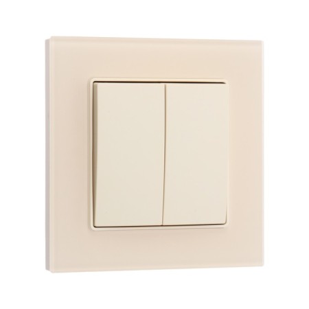 Tot Matte Glass switch, 10 a, 2 cl., Hidden, glass, beige-1