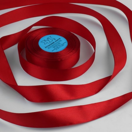 Satin tape, 25 mm × 33 ± 2 m, dark red color No. 112