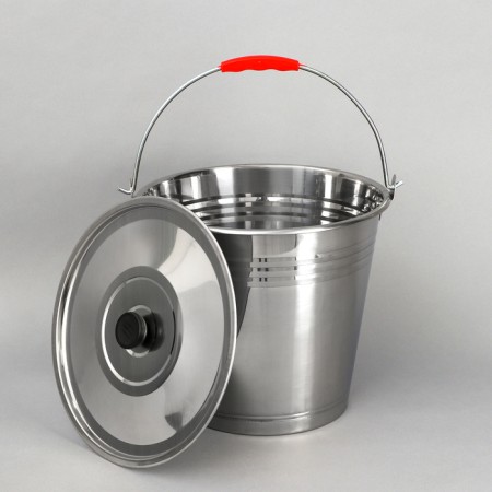A bucket with a lid, 12 l, stainless steel-1