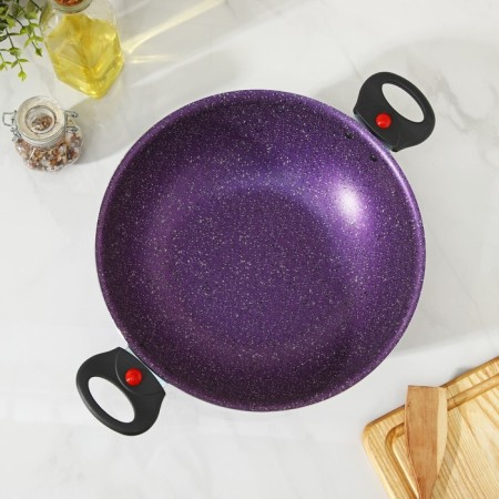 Kazan, 4 l, d = 28 cm, glass cover, two removable handles, purple color-3