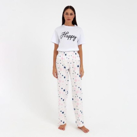 Women's pants KAFTAN "Pink Stars", p. 44-46, white