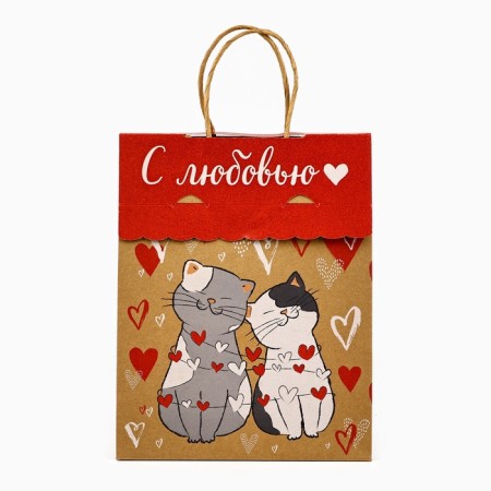 A package with a valve "with love", heart, craft, glitter, 19.5 × 10 × 25.2 cm-1