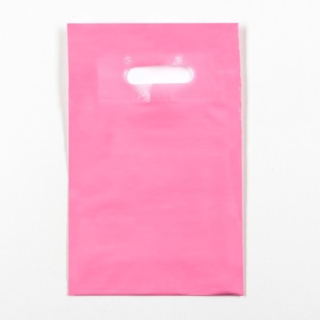 Polyethylene package with a cut handle, pink 20-30 cm, 70 μm