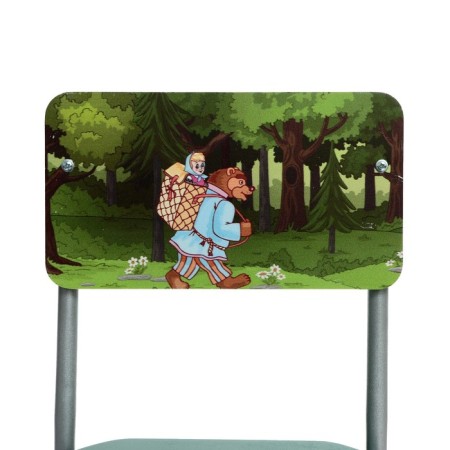 Children's adjustable stool "Kuzya fairy tale Masha with a bear", straight back-2