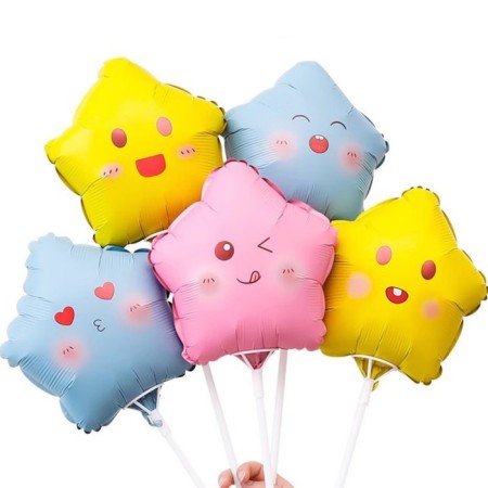 Foil ball 10 "Star Smile", pink, mix-5