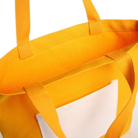 Hooper bag without fastening, from textiles, yellow/white color-2