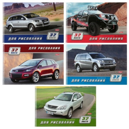 Album for drawing A4, 32 sheets, on the crest, "SUV", covered cardboard, block 100 g/m², mix