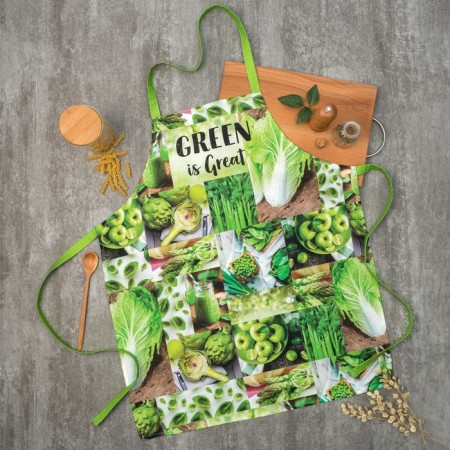 Apron Ethel Green 70x60 cm, 100% cotton, sarzha 190 g/m²