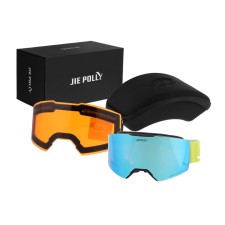 Premium mask glasses, for motorcycle, removable two-layer glass, two orange colors, blue