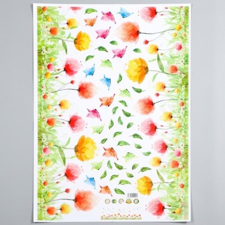 Interior plastic sticker "Watercolor flowers" 50x70 cm-1