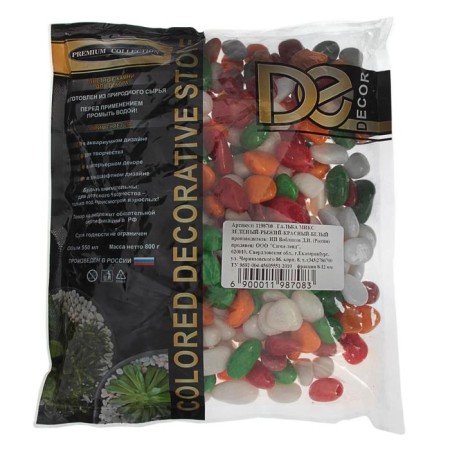 The soil for the aquarium "Peblack is colored, green-red-red-white" 800g fry 8-12 mm-1