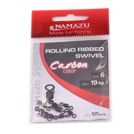 Namazu Pro Rolling Ribbed Swivel, Brass, Carbon, Test-19 kg, packaging 10 pcs.