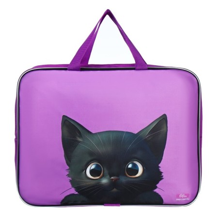 Folder with handles Textile A4, 350 x 270 x 70 mm, calligrata "Cat Black"-1
