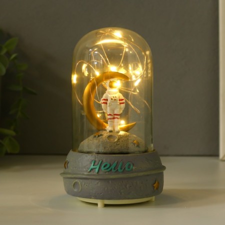 Souvenir Polystone Light "Cosmonaut on the Moon in the flask" Sound 2haaa 9x9x14.5 cm mix-2