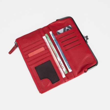 Women's wallet on magnets, red color-5