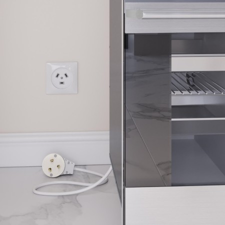 Set: W1189201 Roset with a fork for an electric stove 32A 250V, box in the wall, white-3