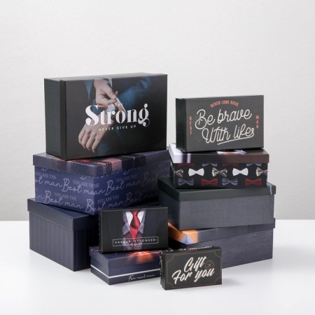 A set of boxes 10 in 1, gift packaging, “man”, 12 x 7 x 4 - 32.5 x 20 x 12.5 cm-1
