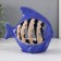 Ceramics candlestick for 1 candle "fish with patterns" blue 15.7x8.8x14.3 cm