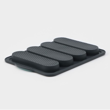 Silicone form for baking with perforation "Bread", 34.5 × 23.5 × 2.5 cm, 4 cells (20 × 6.2 × 2.4 cm), color gray color-3