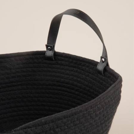 Basket for storage of handmade lauded "Louise", 33 × 33 × 16 cm, black color-3