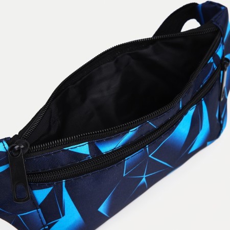 Zipper waist bag, outer pocket, USB connector, blue color-4