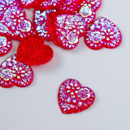 Decor for creativity Plastic "Heart" holography red set 20 pcs 1.6x1.6 cm