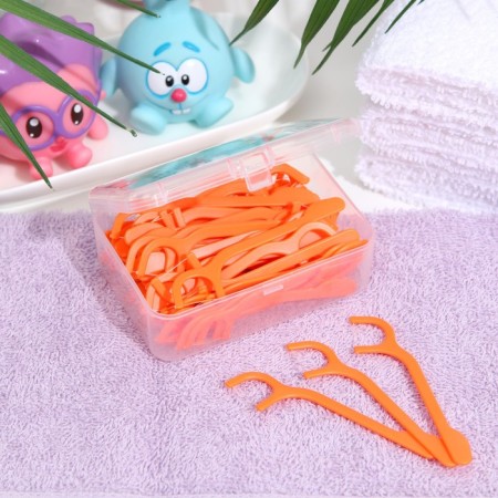 Dental threads for children, orange, set of 50 pcs.-2