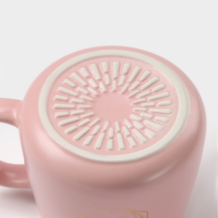 Ceramic mug with a spoon "Mrs.", 380 ml, pink color-6