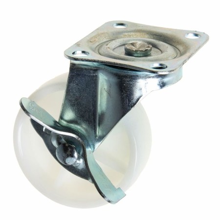 Furniture wheel, d = 75 mm, on the site, with a latch, white