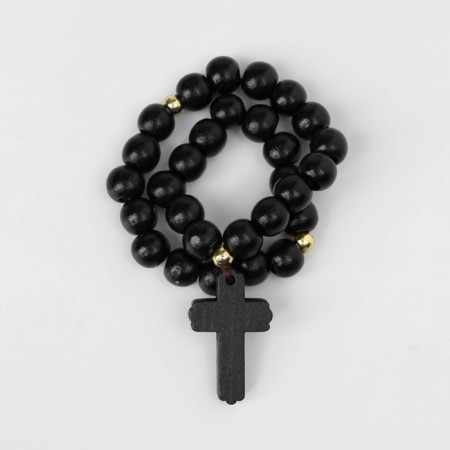 Parsing wooden "Orthodox" 29 beads with a cross, black color-1