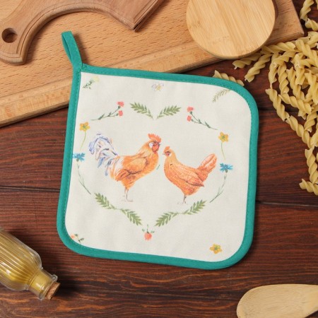Take Ethel "Chicken and Rooster" 19x19 sarzha, 100% x/l, Vatin 250g/m2