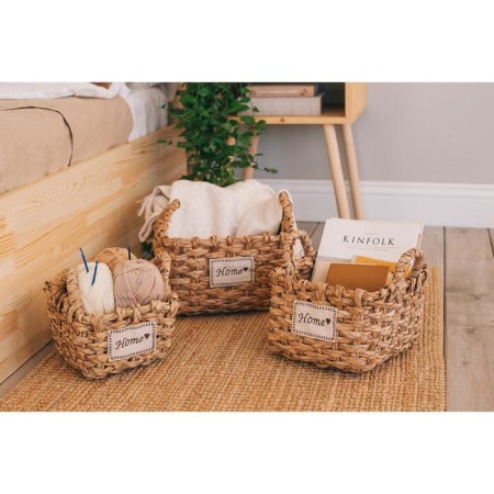 Basket woven shaft Home, with handles, 30 × 30 × 27 cm, beige color-2