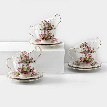 Service Service Spring, 12 objects: 6 mugs 220 ml, 6 saucers d = 15 cm, white color