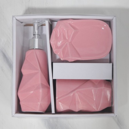 Set: dispenser, glass, soap dish "pink"-8