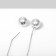 Earrings with pearls "chains" ring and bead, white color in silver, ball No. 10