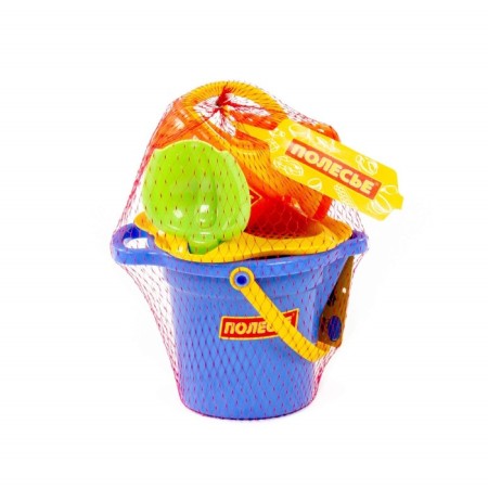 Sanding set: bucket, strainer-flower, scoop, robbery, watering can, color mix-2