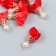 Decor for creativity Textile "Flower with a pearl. Red" set 10 pcs 2.5 cm