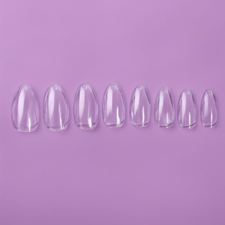 Tips for nail extension, 100 pcs, shape A, full coating, transparent color-1