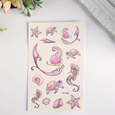 Tattoo on the body color "Mermaid and underwater world" 12x7.5 cm