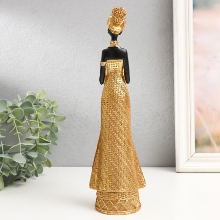 Souvenir Polystone "African in a wicker dress" Gold 27x8x6 cm-2