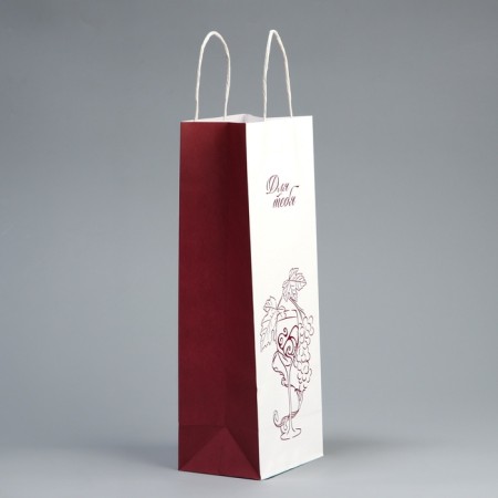 Gift package for a bottle, packaging, "for you", white craft, 13 x 36 x 10 cm-4