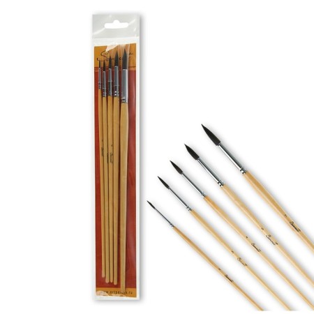 Set of protein brushes 5 pieces, ZHK "Sonnet", No. 1, (Round No. 1; 3; 4; 5; 7), Long pen, 8745468
