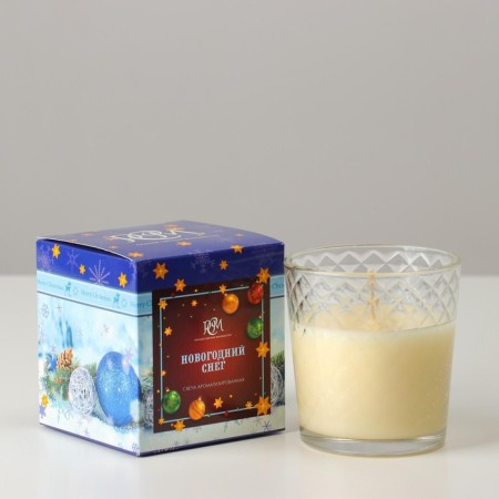 Aromatic candle in a glass "New Year's snow", burning time 30 hours-1
