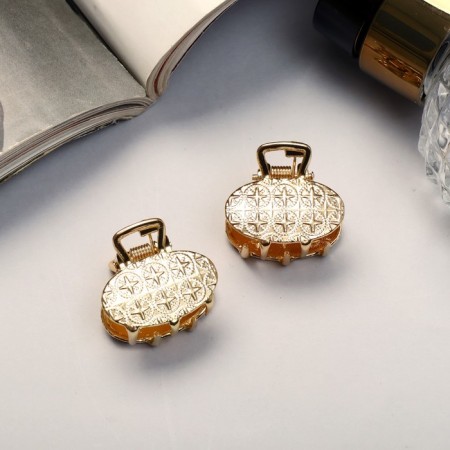 Hair crab "Liberty" (set 2 pcs) geometry oval, 2.5 cm, gold