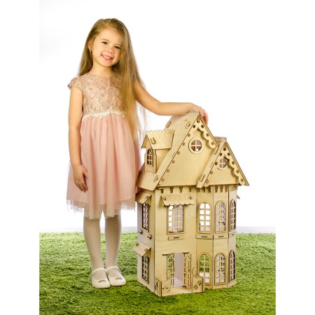 Designer "Puppet House", 2 floors, plywood - 3 mm-1