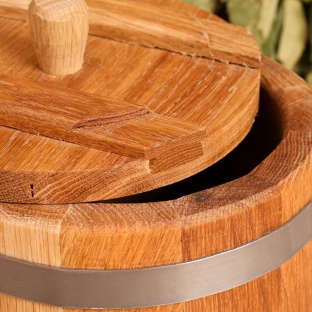 Oak tube, 3l, stainless hoop, with a lid, with a nest-6