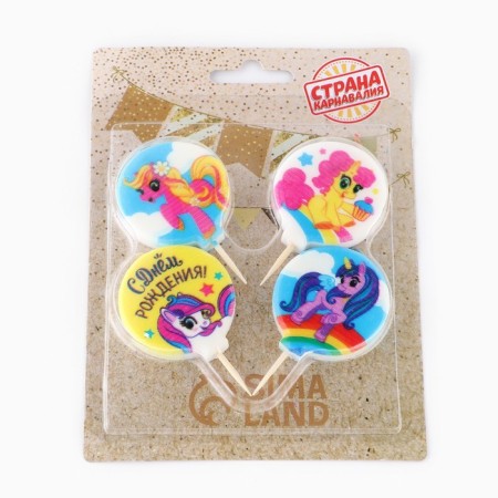 Candles in the pony cake, size 1 candle 4 × 4.4cm, set 4 pcs-2